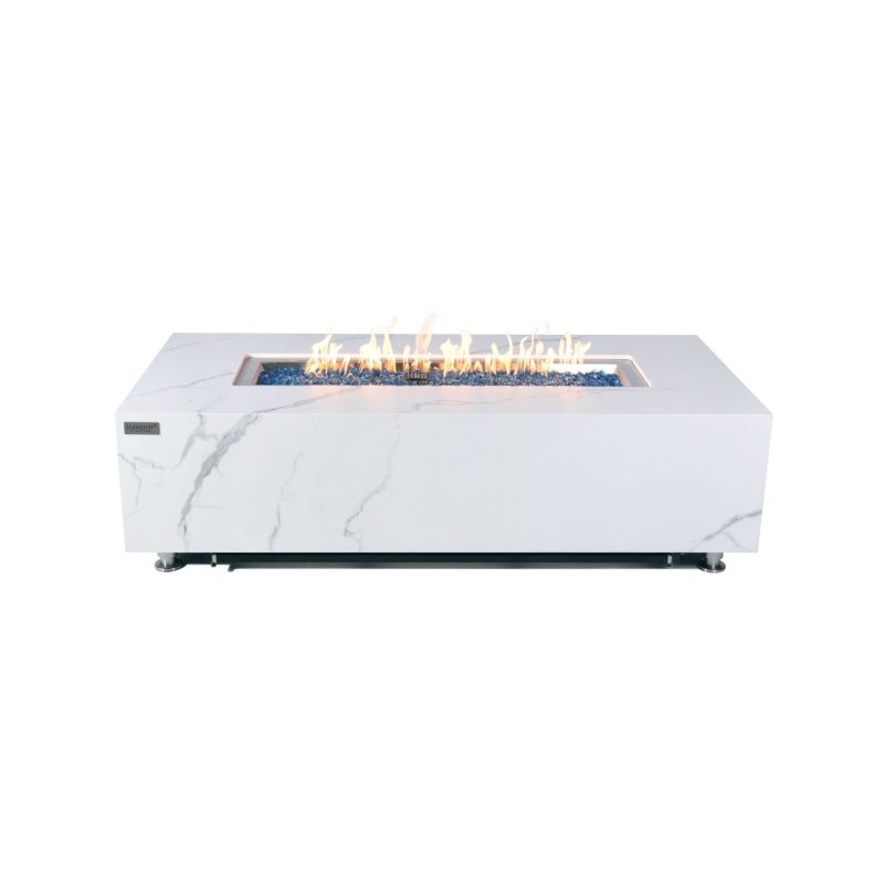 ELEMENTI PLUS CARRARA Marble Porcelain Fire Table OFP121BW